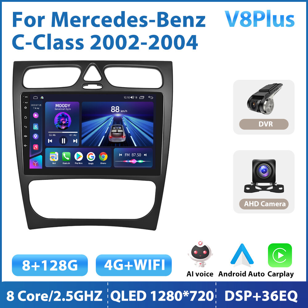 CARREP  Car Radio Carplay Android 10 For Mercedes Benz C Class CLK 2002-2004 Multimedia Video Player Navigation GPS 2din